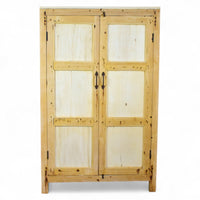 Vintage Rustic Bleached Wood Cupboard Cabinet Storage