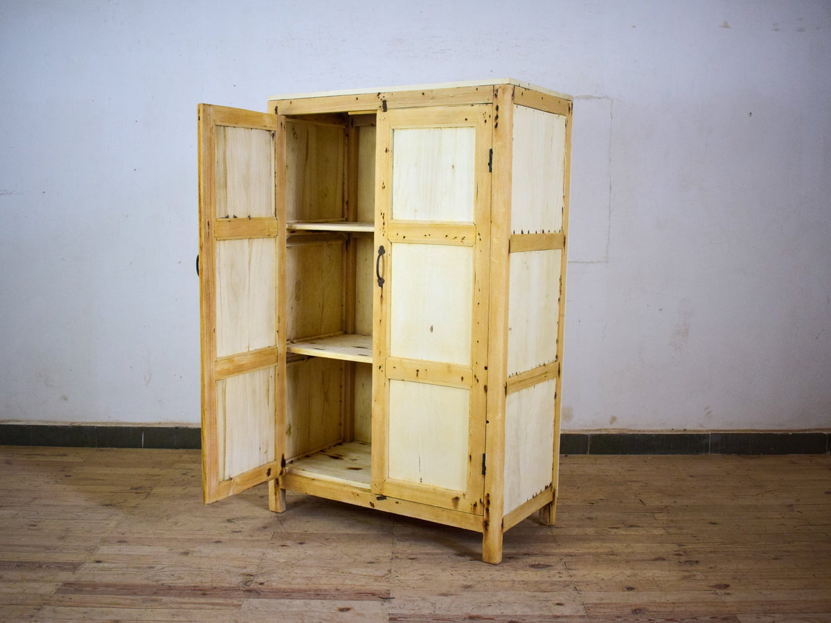 Vintage Rustic Bleached Wood Cupboard Cabinet Storage