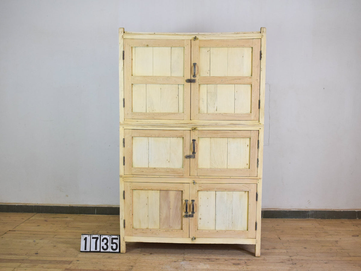 Vintage Bleached Rustic Kitchen Housekeepers Cupboard Cabinet Storage