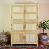 Vintage Bleached Rustic Kitchen Housekeepers Cupboard Cabinet Storage
