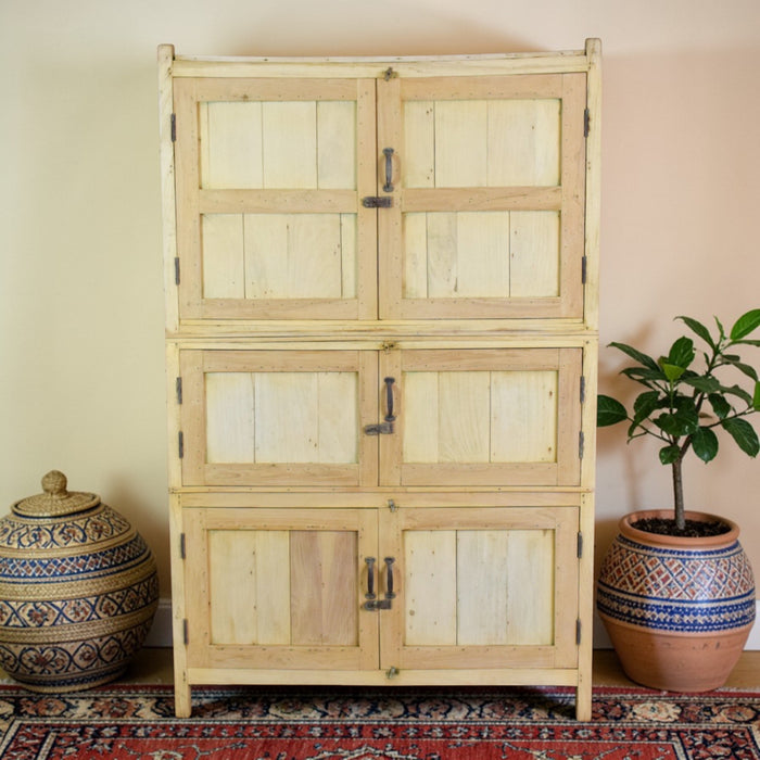 Vintage Bleached Rustic Kitchen Housekeepers Cupboard Cabinet Storage