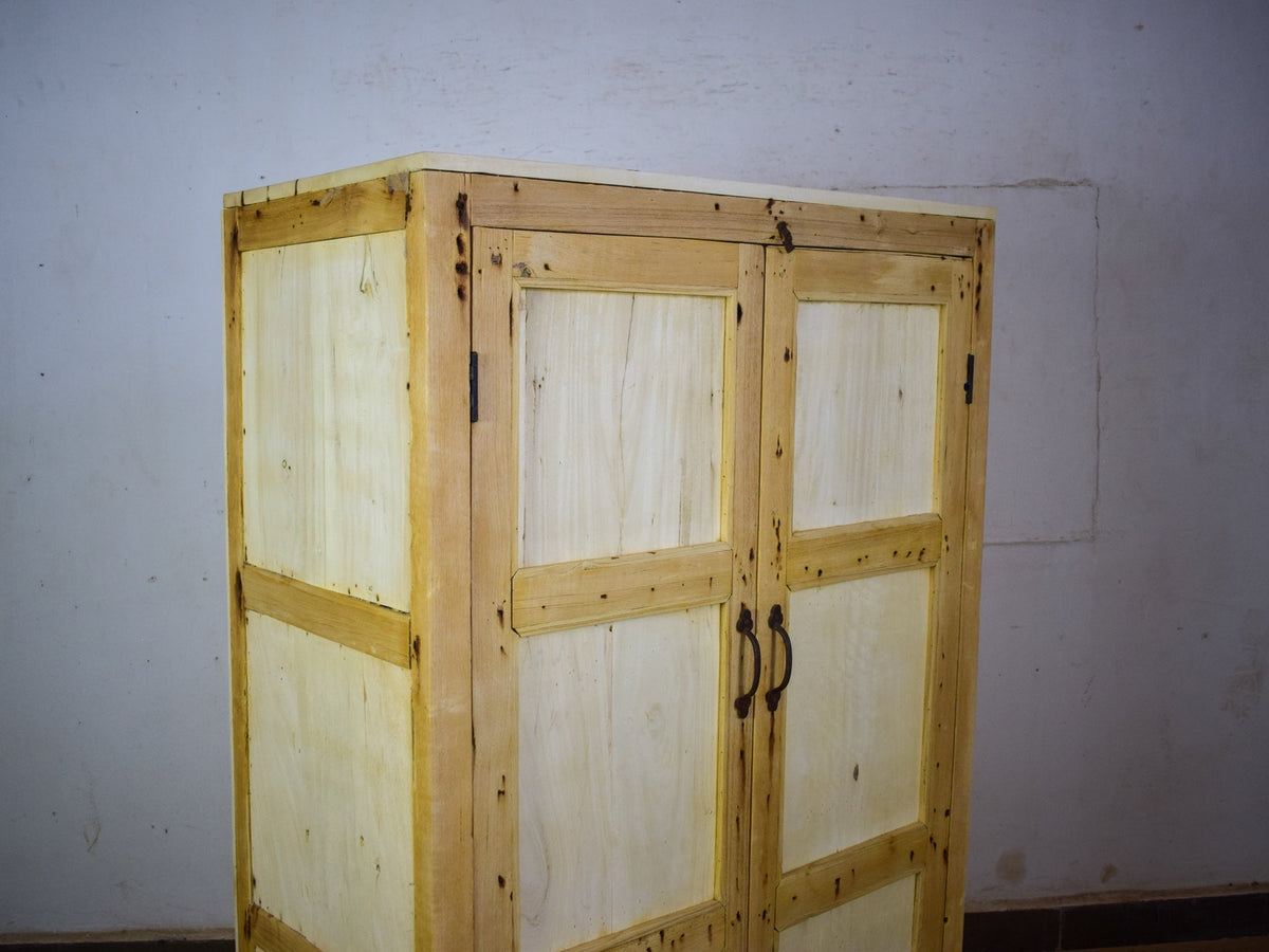 Vintage Rustic Bleached Wood Cupboard Cabinet Storage