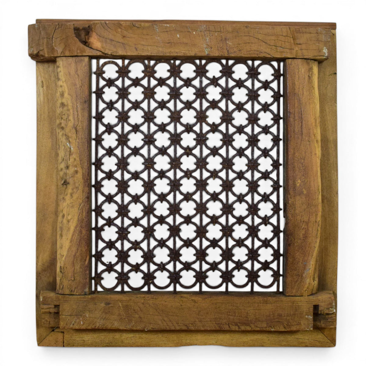 Vintage Wooden Iron Metal Indian Jali Window Frame