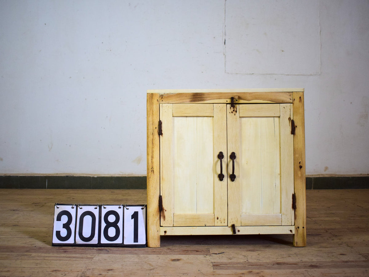 Vintage Rustic Bleached Wood Cupboard Cabinet Storage