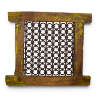 Vintage Wooden Iron Metal Indian Jali Window Frame