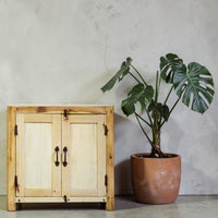 Vintage Rustic Bleached Wood Cupboard Cabinet Storage