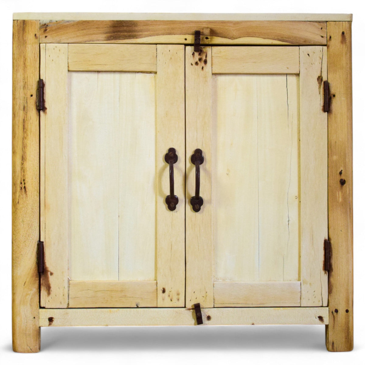Vintage Rustic Bleached Wood Cupboard Cabinet Storage