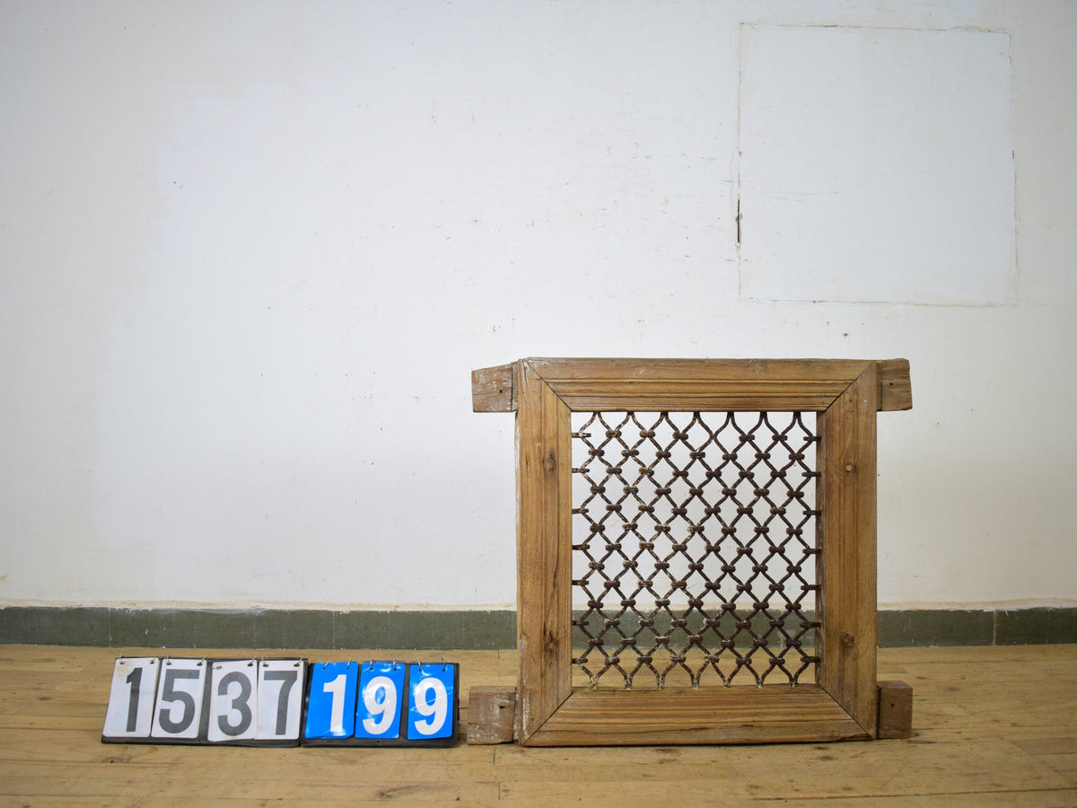 Vintage Wooden Iron Metal Indian Jali Window Frame