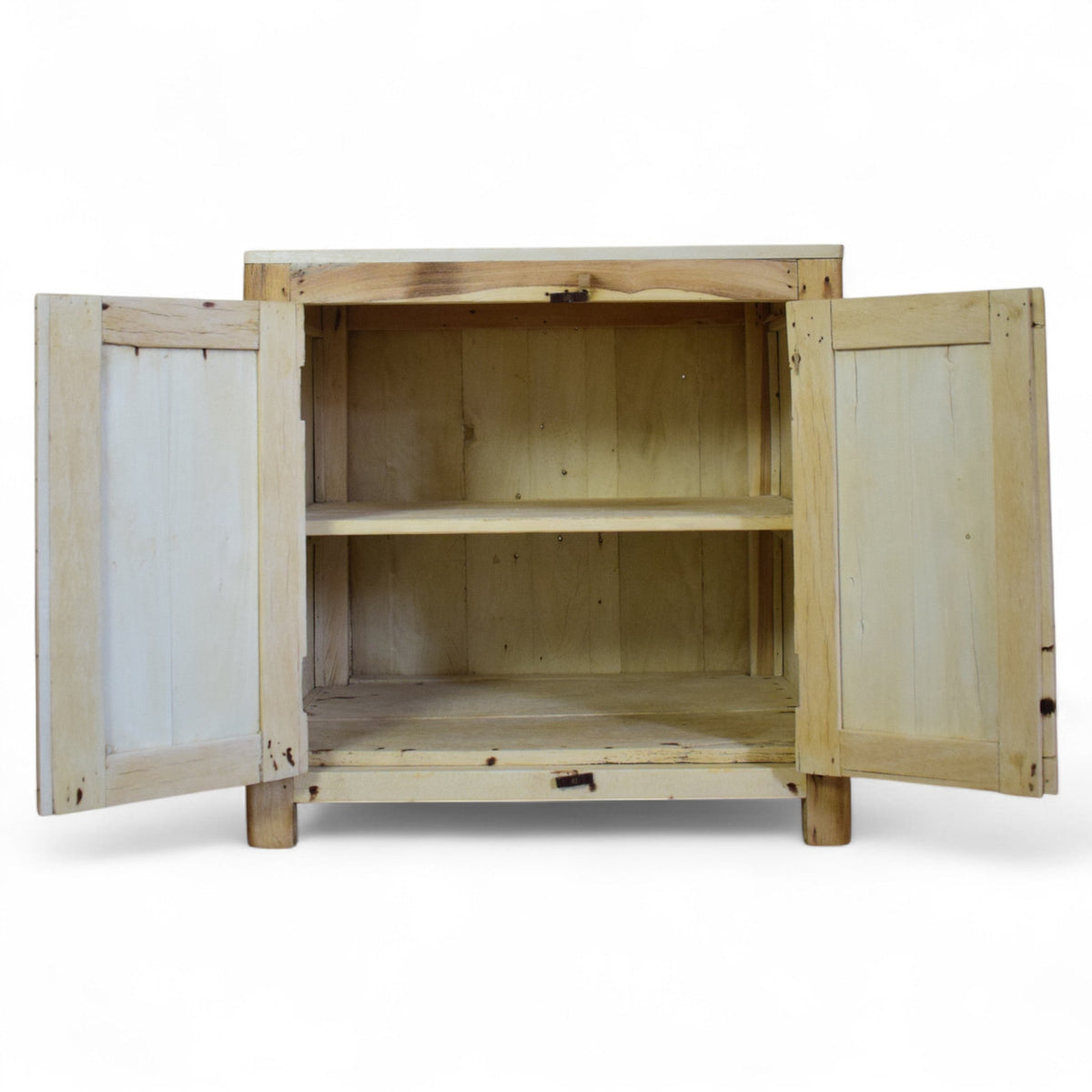 Vintage Rustic Bleached Wood Cupboard Cabinet Storage