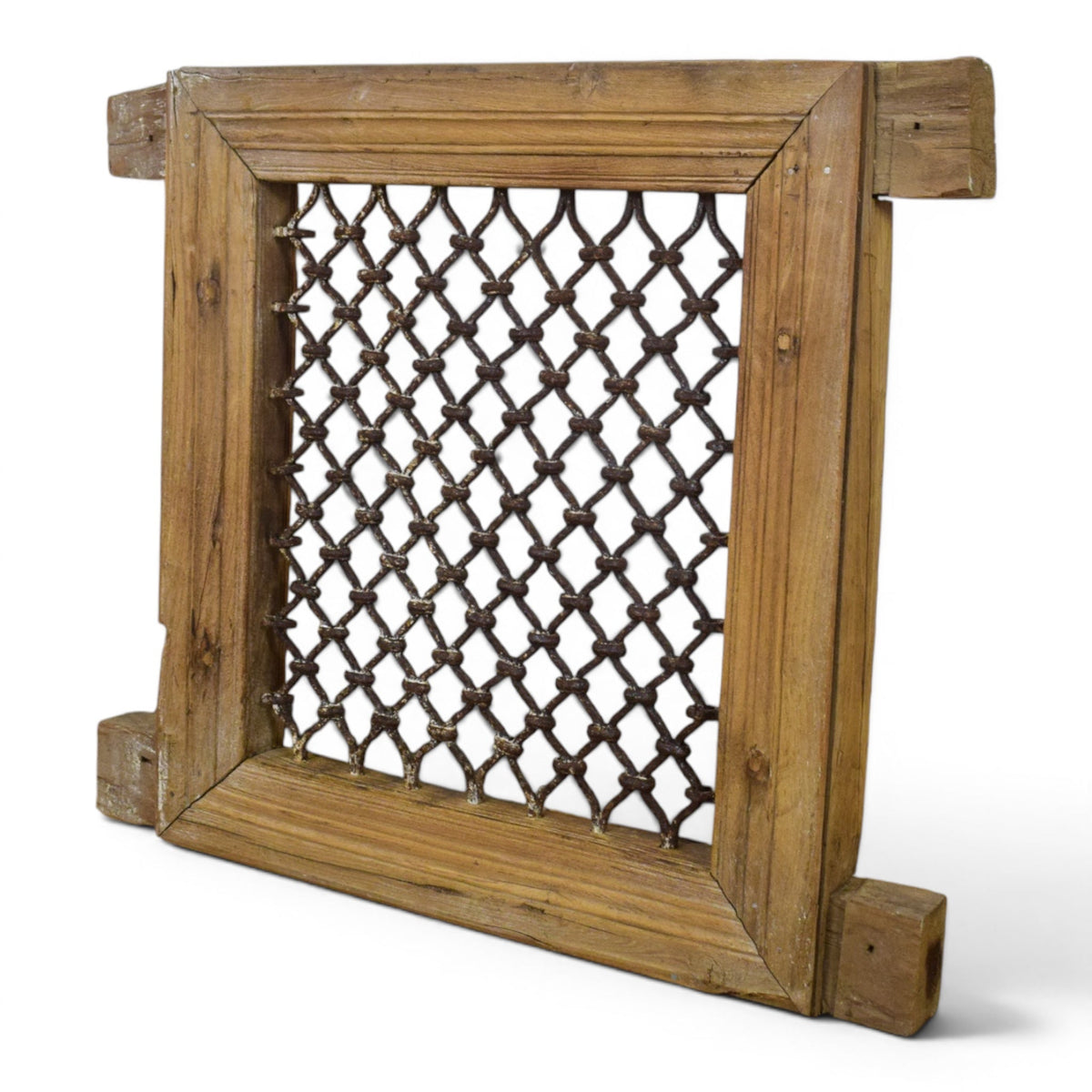 Vintage Wooden Iron Metal Indian Jali Window Frame