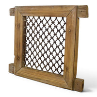 Vintage Wooden Iron Metal Indian Jali Window Frame