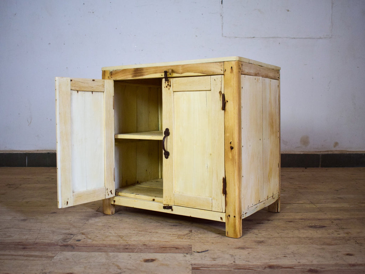 Vintage Rustic Bleached Wood Cupboard Cabinet Storage