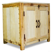 Vintage Rustic Bleached Wood Cupboard Cabinet Storage