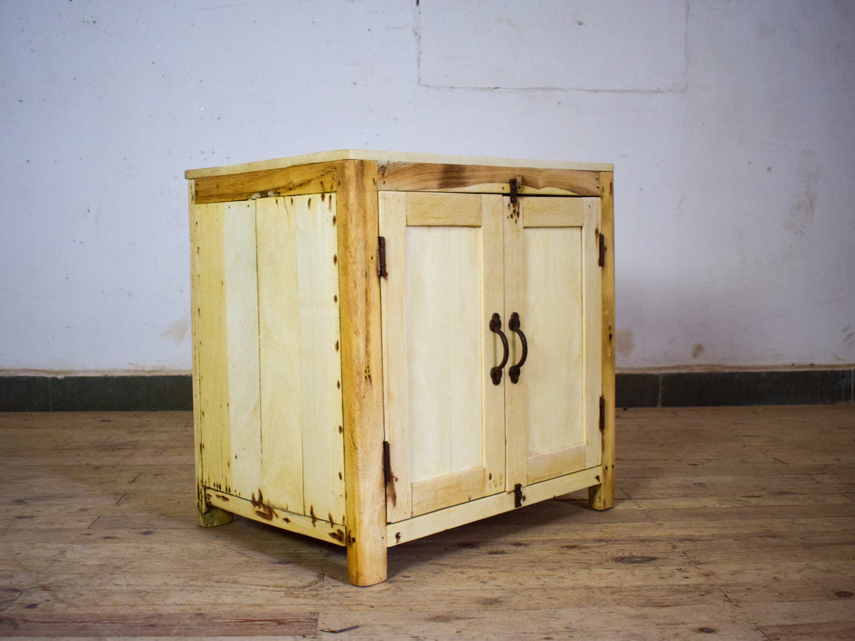 Vintage Rustic Bleached Wood Cupboard Cabinet Storage