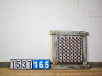 Vintage Wooden Iron Metal Indian Jali Window Frame