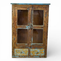 Vintage Worn Painted Rustic Cupboard Cabinet