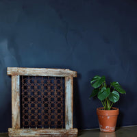 Vintage Wooden Iron Metal Indian Jali Window Frame