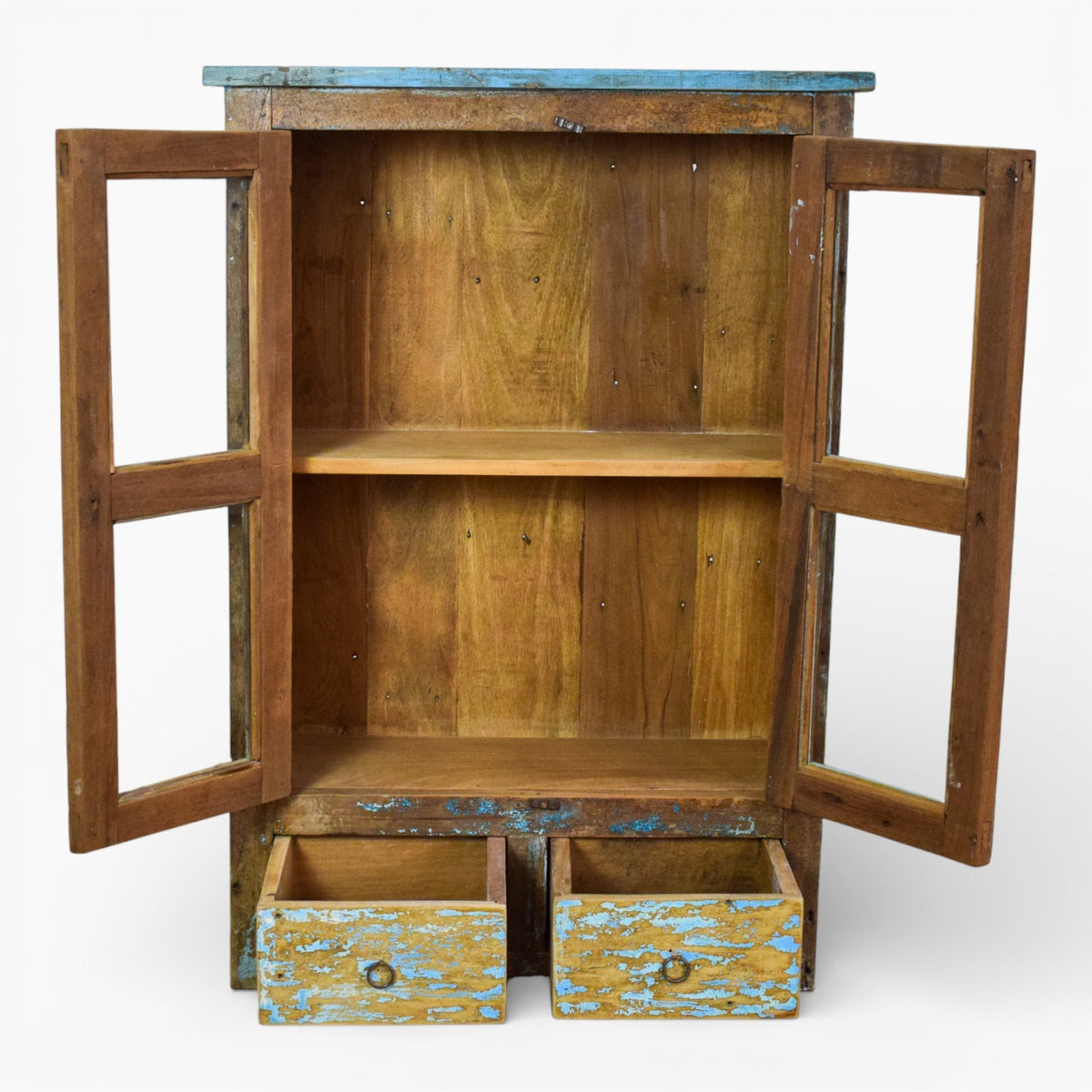 Vintage Worn Painted Rustic Cupboard Cabinet