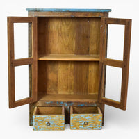 Vintage Worn Painted Rustic Cupboard Cabinet