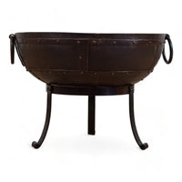 Hand Made Reclaimed Metal Kadai Fire Bowl Pit with Stand & Grill - 60cm