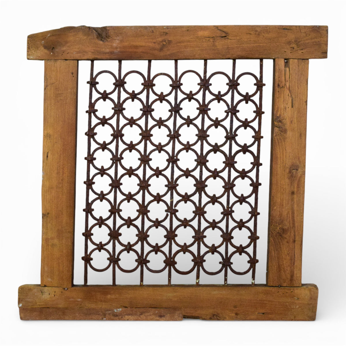 Vintage Wooden Iron Metal Indian Jali Window Frame