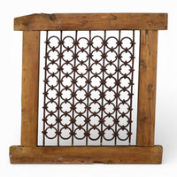 Vintage Wooden Iron Metal Indian Jali Window Frame