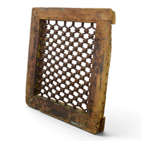 Vintage Wooden Iron Metal Indian Jali Window Frame