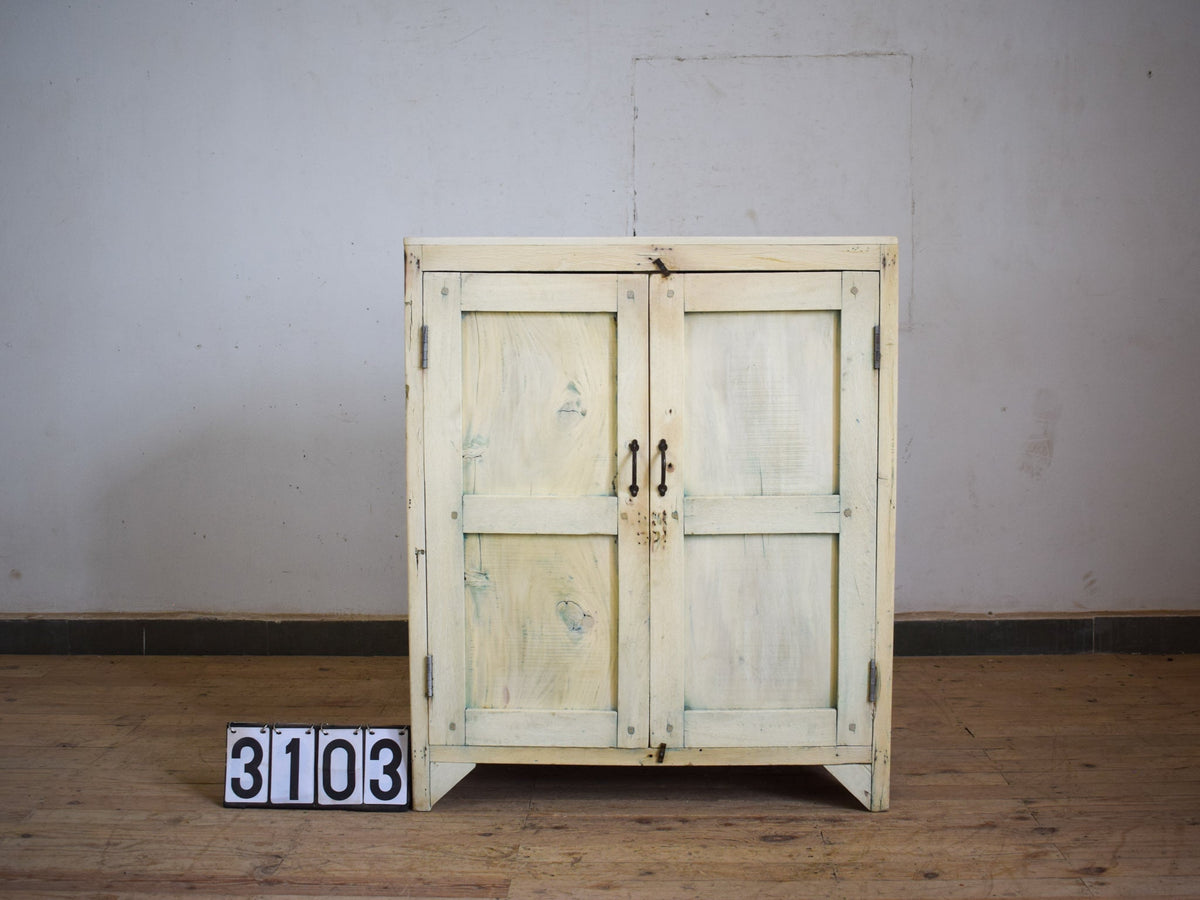 Vintage Rustic Bleached Wood Cupboard Cabinet Storage