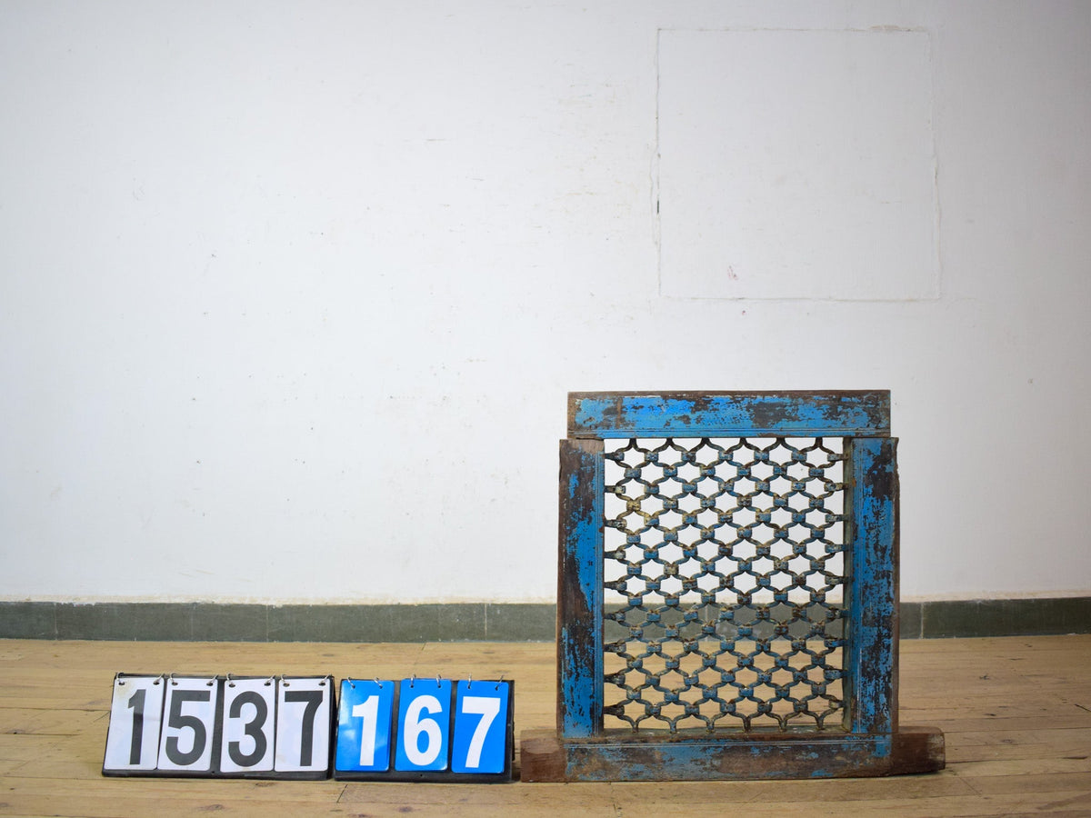 Vintage Wooden Iron Metal Indian Jali Window Frame