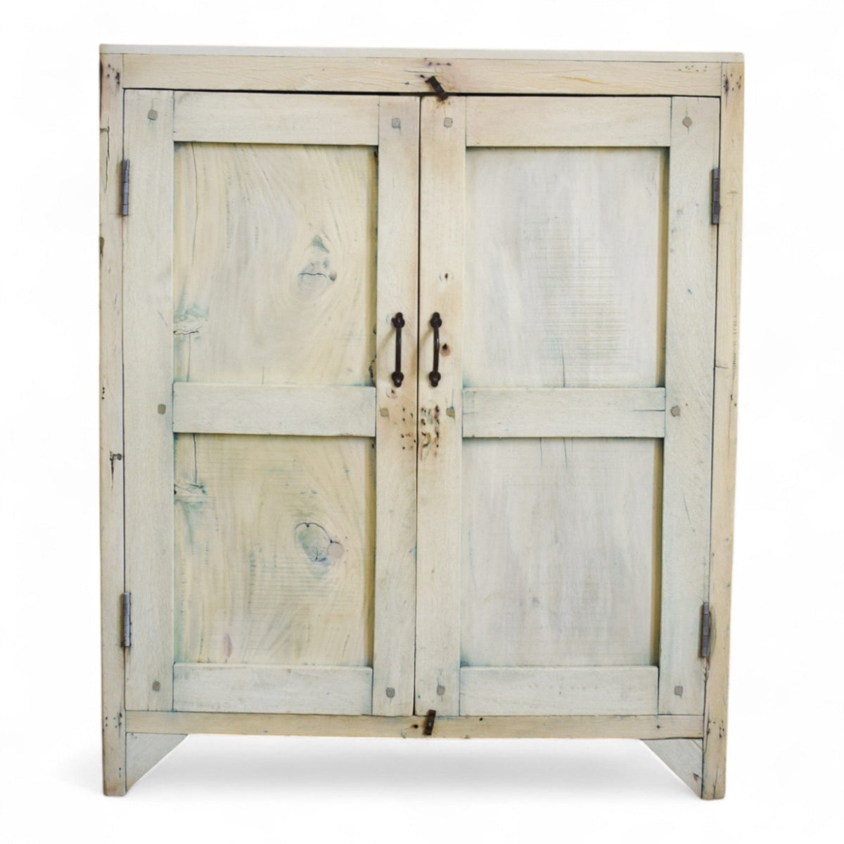 Vintage Rustic Bleached Wood Cupboard Cabinet Storage