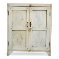 Vintage Rustic Bleached Wood Cupboard Cabinet Storage