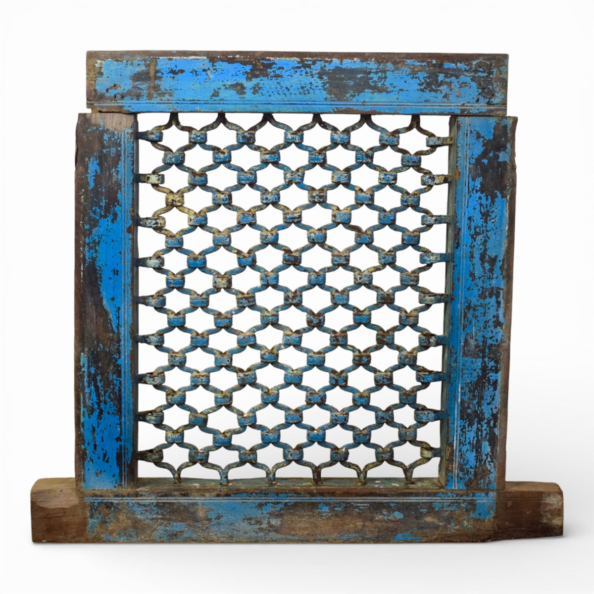 Vintage Wooden Iron Metal Indian Jali Window Frame
