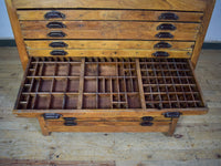 Vintage Printers Letterpress Print Makers Tray Drawers Cabinet