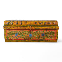 Vintage Indian Hand Painted Metal Travel Trunk Chest