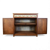 Vintage Rustic Cupboard Cabinet With Antique Tile Decoration