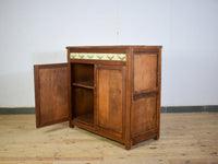 Vintage Rustic Cupboard Cabinet With Antique Tile Decoration