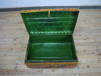 Vintage Indian Hand Painted Metal Travel Trunk Chest