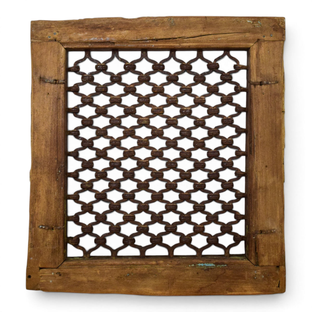 Vintage Wooden Iron Metal Indian Jali Window Frame