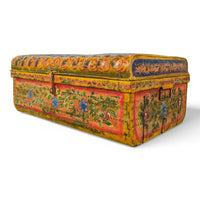 Vintage Indian Hand Painted Metal Travel Trunk Chest