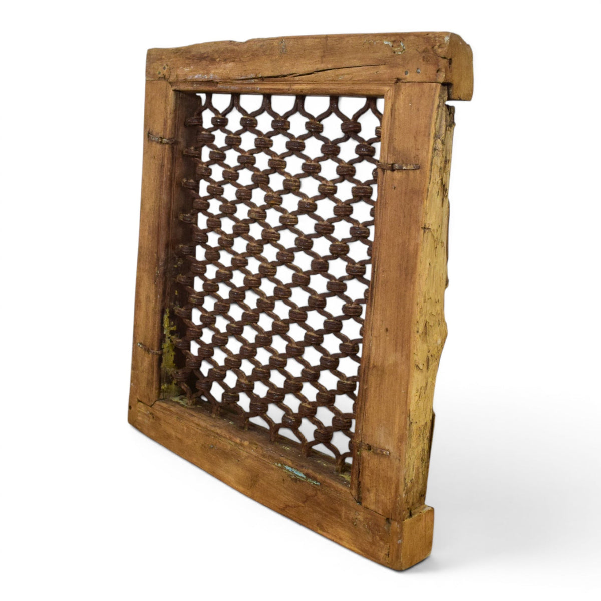Vintage Wooden Iron Metal Indian Jali Window Frame