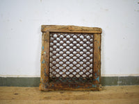 Vintage Wooden Iron Metal Indian Jali Window Frame