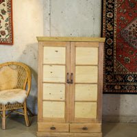 Vintage Rustic Bleached Wood Housekeepers Cupboard Cabinet Storage