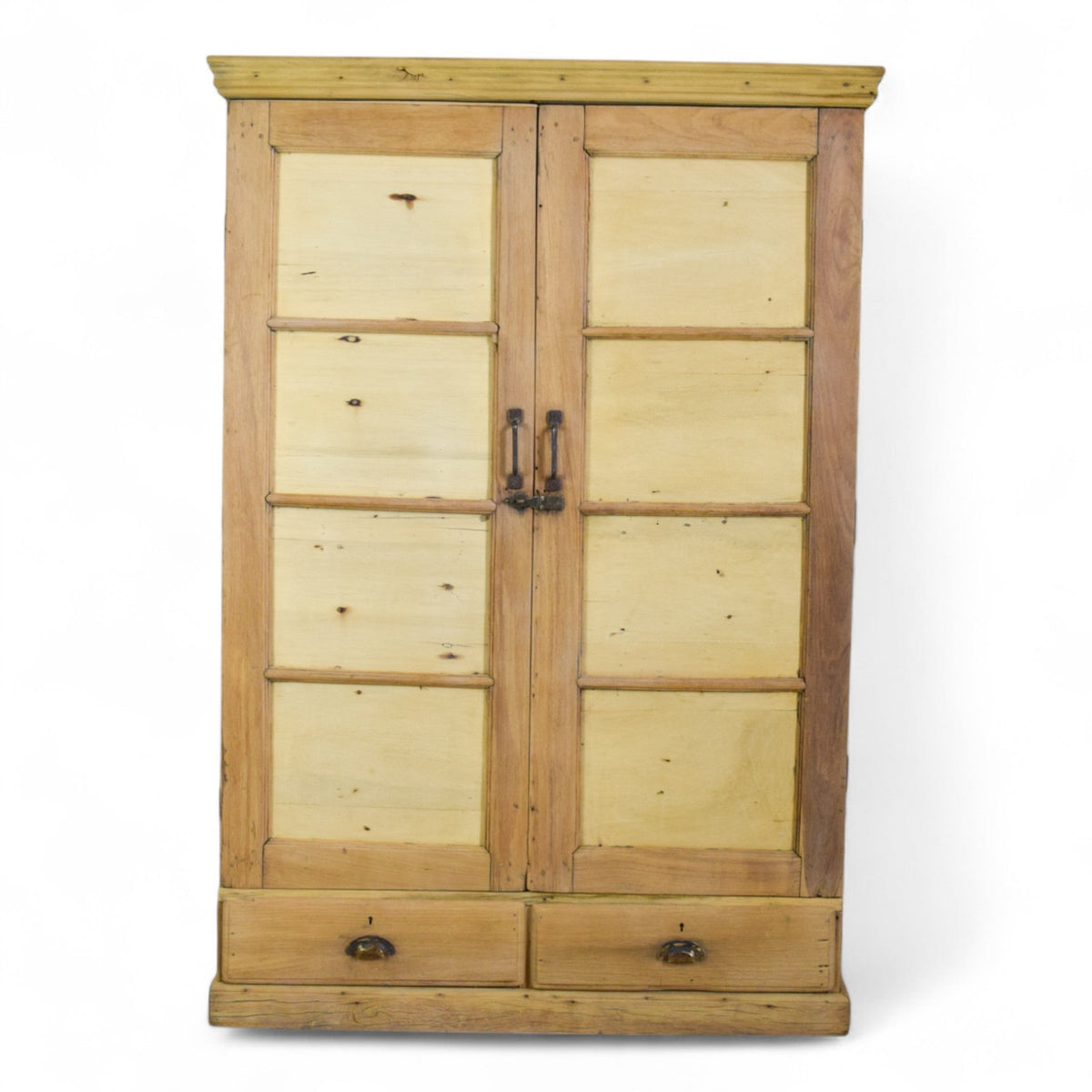 Vintage Rustic Bleached Wood Housekeepers Cupboard Cabinet Storage