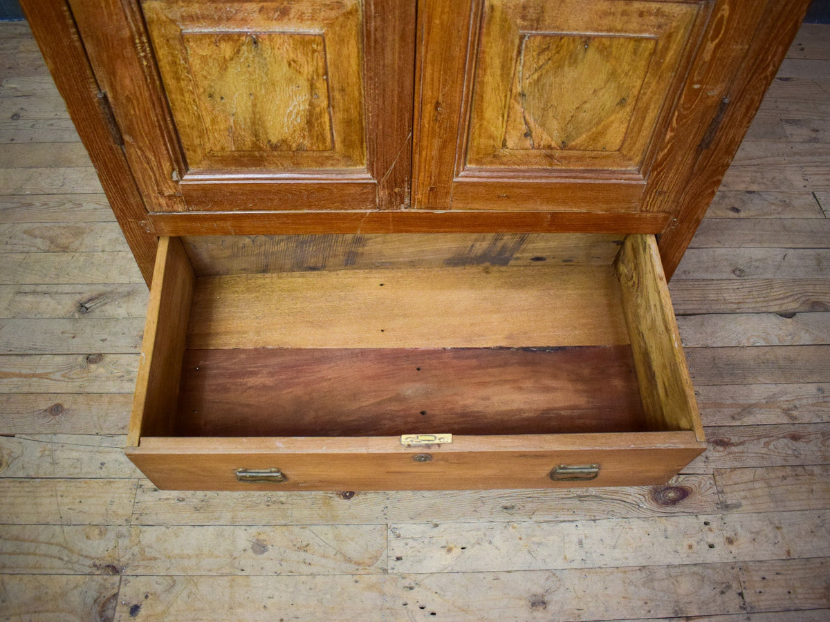 Vintage Indian Wooden Cupboard Cabinet with Reverse Glass Paintings and Vintage Tiles