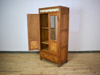 Vintage Indian Wooden Cupboard Cabinet with Reverse Glass Paintings and Vintage Tiles