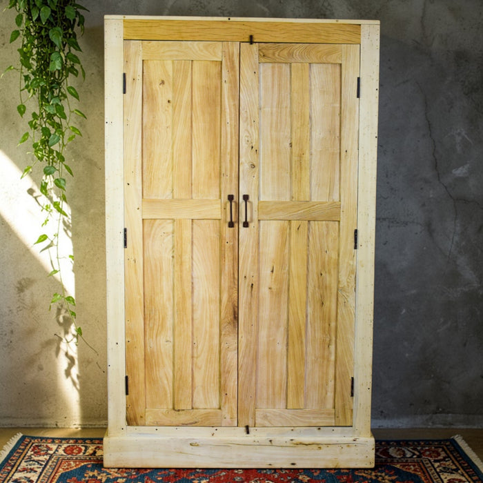 Vintage Rustic Fitted Interior Bleached Wood Cupboard Cabinet