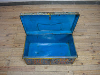 Vintage Indian Hand Painted Metal Travel Trunk Chest