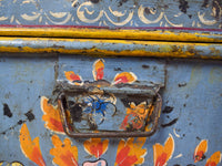 Vintage Indian Hand Painted Metal Travel Trunk Chest