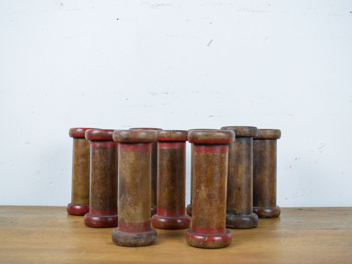 Set of 10 Vintage Wooden Bobbins Bobbin Reels
