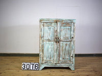 Vintage Rustic Painted Wood Cupboard Cabinet Storage